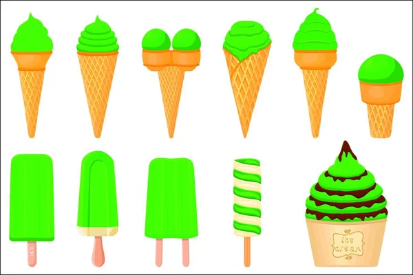 Illustration Theme Irish Holiday Patrick Day Big Set Icecream Pattern — Stock Vector