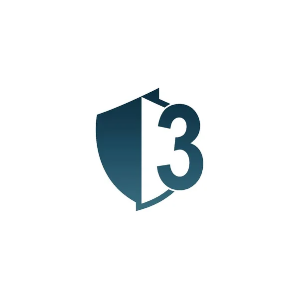 Icône Logo Bouclier Avec Illustration Vectorielle Conception Numéro — Image vectorielle