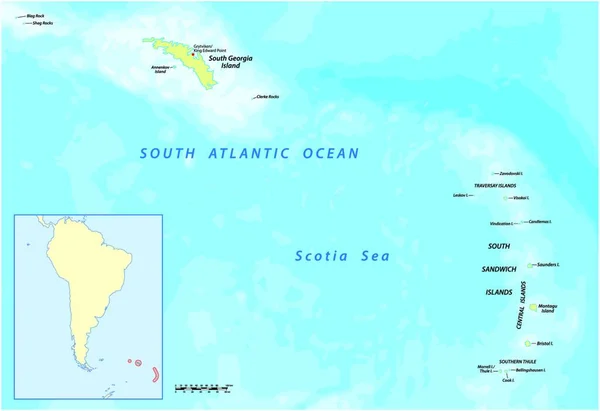 Mapa Vectorial Georgia Del Sur Las Islas Sandwich Del Sur — Archivo Imágenes Vectoriales