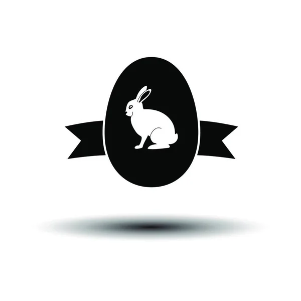 Huevo Pascua Con Icono Cinta Negro Sobre Fondo Blanco Con — Vector de stock