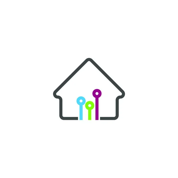 Ilustração Conceito Projeto Ícone Logotipo Casa Inteligente — Vetor de Stock