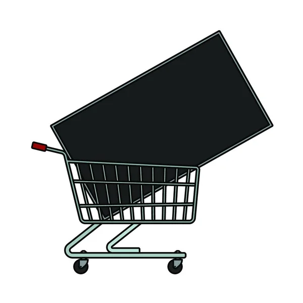 白い背景のショッピングカート — ストックベクタ