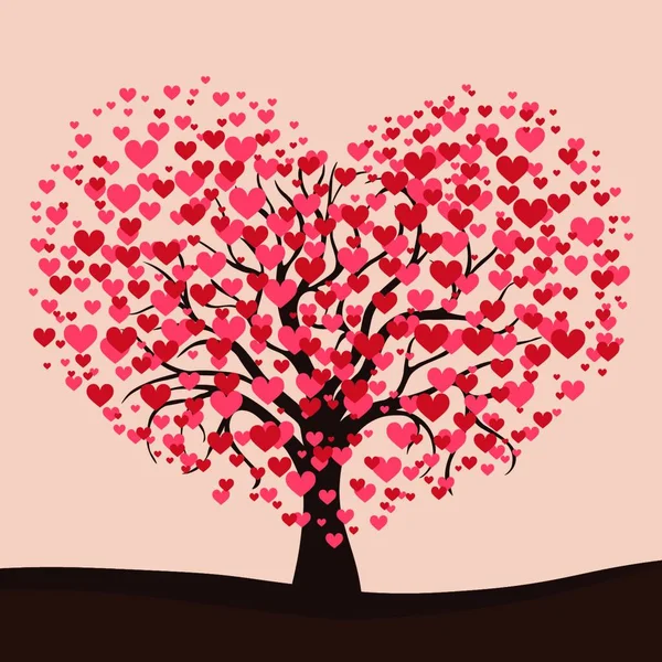 Herz Mit Baum Und Blättern — Stockvektor