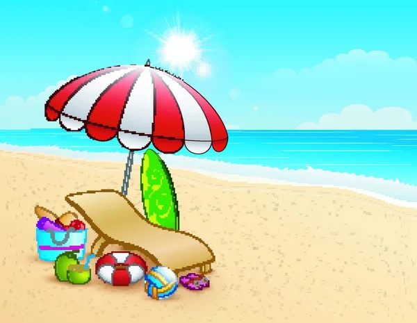 Letní Pláž Pozadí Deštníkem Palmami — Stockový vektor