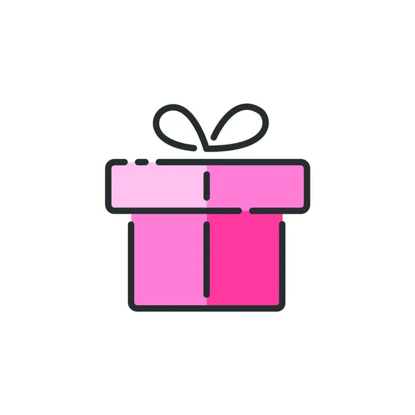 Gift Box Ribbon Filled Color Icon Isolated Commerce Vector Illustration — Stock Vector