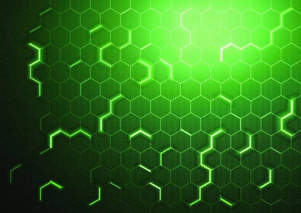 Аннотация Green Futuristic Hexagonal Pattern Light Rays Effects Background Illustration — стоковый вектор