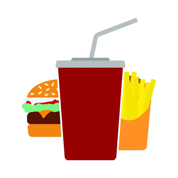 Fast Food Içecek Ikonu Vektör Illüstrasyon Grafik Tasarımı — Stok Vektör