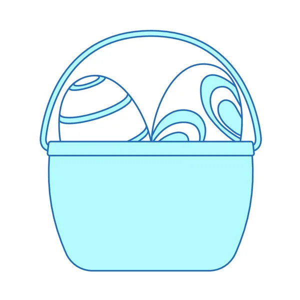 Uovo Con Uova Pasqua Nel Cestino Disegno Illustrazione Vettoriale — Vettoriale Stock