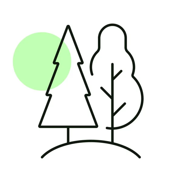 Löv Och Barrskogsvektorikon Naturtecken Diagram Symbol För Resor Och Turism — Stock vektor