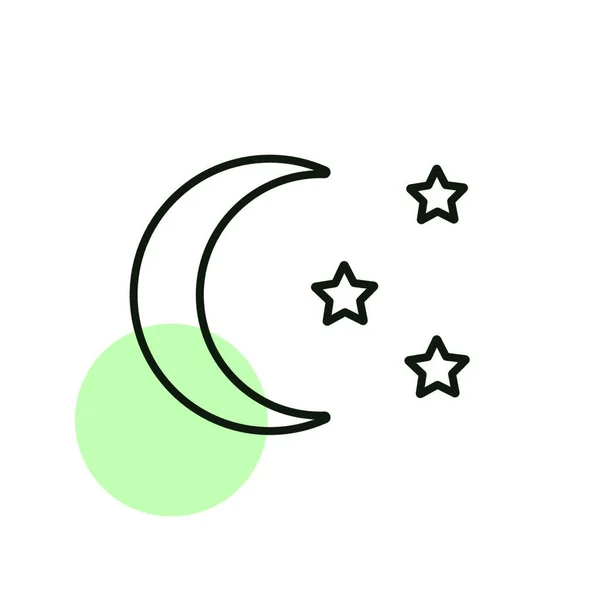 Ikona Wektora Księżyca Gwiazdy Camping Piesze Wycieczki Znak Symbol Graficzny — Wektor stockowy