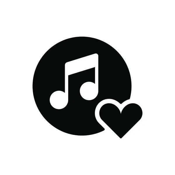 Icona Glifo Con Note Musicali Simbolo Preferito Tipo Amore Cura — Vettoriale Stock