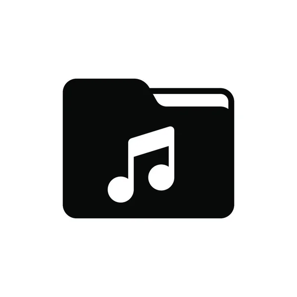 Carpeta Archivos Con Icono Glifo Vectorial Nota Música Signo Musical — Vector de stock