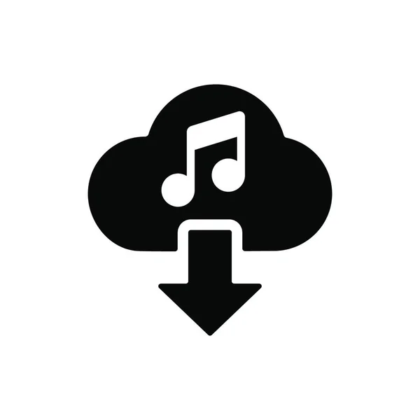 Cloud Télécharger Icône Musique Icône Vectorielle Glyphe Icône Panneau Musical — Image vectorielle