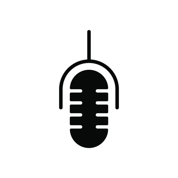 Retromikrofonvektor Platt Glyf Ikon Grafisk Symbol För Musik Och Ljud — Stock vektor