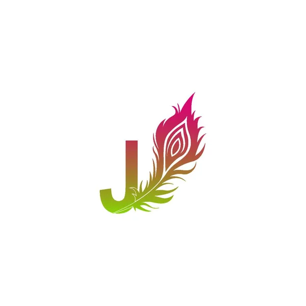 レターJ羽のロゴアイコンデザインベクトルイラスト — ストックベクタ