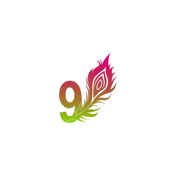 Αριθμός Λογότυπο Φτερό Εικονίδιο Σχεδιασμό Διάνυσμα Εικονογράφηση — Διανυσματικό Αρχείο