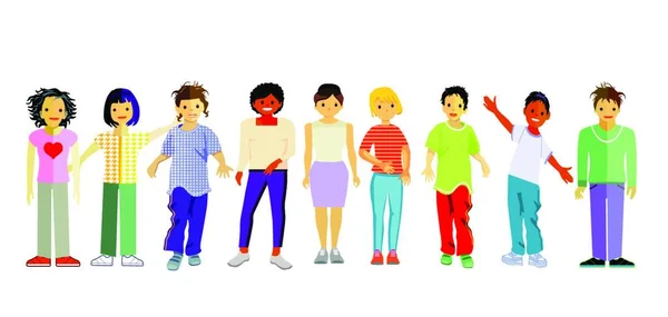 Groupe Personnes Dans Différentes Poses Illustration Vectorielle — Image vectorielle