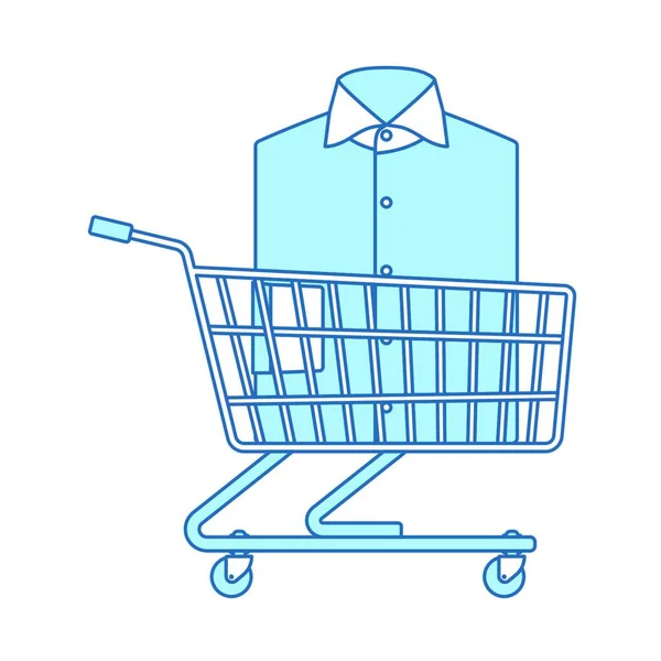 Shopping Cart Blue White Background — Stock Vector