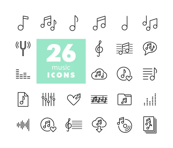 Hudba Zaznamenává Ploché Vektorové Ikony Nastavené Grafický Symbol Pro Hudební — Stockový vektor