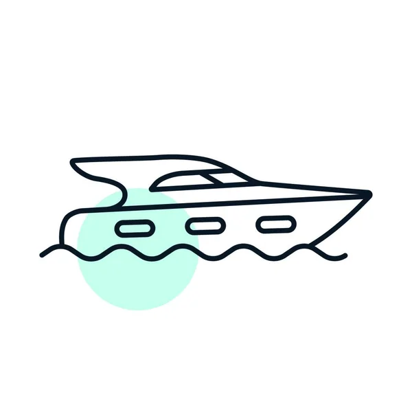 Круизная Моторная Яхта Плоским Векторным Значком Графический Символ Путешествий Туризма — стоковый вектор