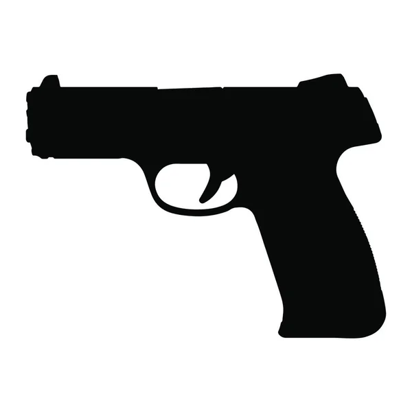 Icono Silueta Pistola Símbolo Pistola Negra Forma Vectorial Aislada Blanco — Vector de stock