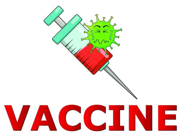 Virus Karakter Vaccin Stop Covid Concept — Stockvector