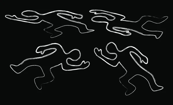 Död Likikon Krita Konturen Mordoffrets Figur Dödade Mänsklig Symbol Isolerad — Stock vektor