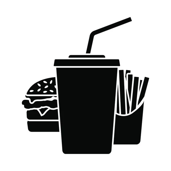 Fast Food Icon Black Stencil Design Vector Illustration — Stock Vector