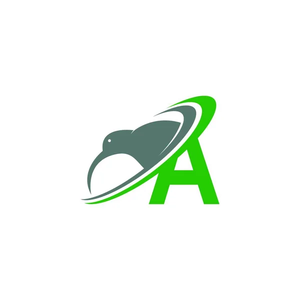 Buchstabe Mit Kiwi Vogel Logo Symbol Design Vektor Illustration — Stockvektor
