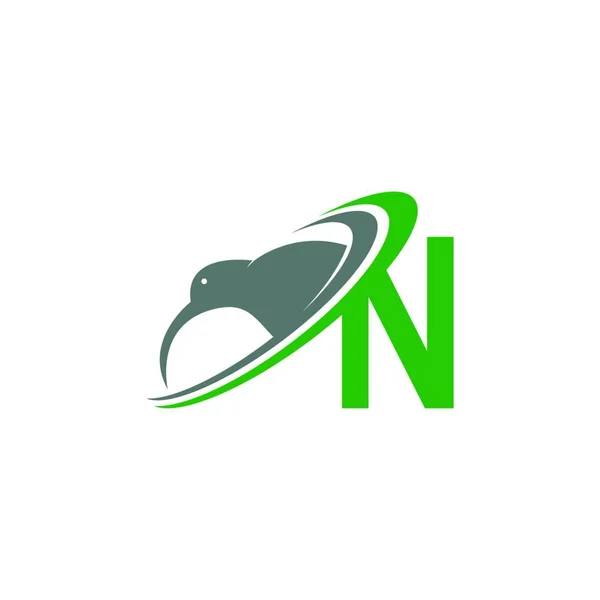 Bokstav Med Kiwi Fågel Logotyp Ikon Design Vektor Illustration — Stock vektor
