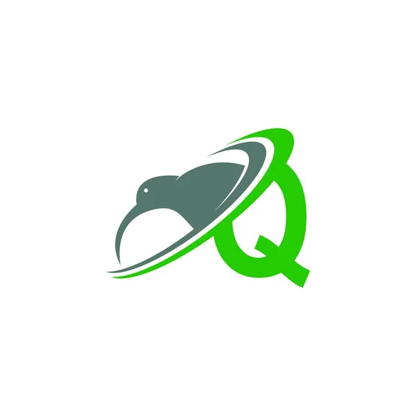 Lettera Con Kiwi Uccello Logo Icona Disegno Vettoriale Illustrazione — Vettoriale Stock