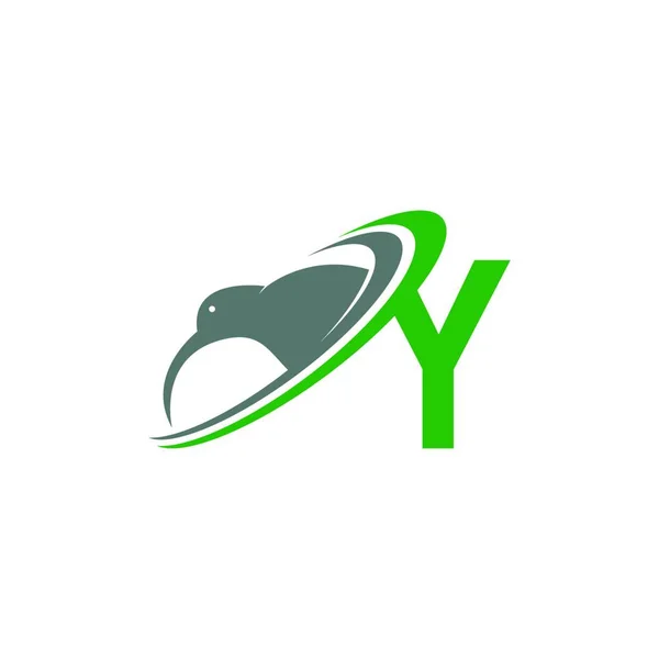 Carta Com Ilustração Vetor Projeto Ícone Logotipo Pássaro Kiwi —  Vetores de Stock