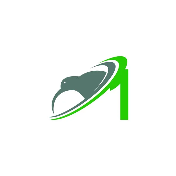 Номер Векторной Иллюстрацией Логотипа Птицы Киви — стоковый вектор