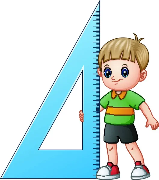 Illustration Boy Ruler — Stock Vector