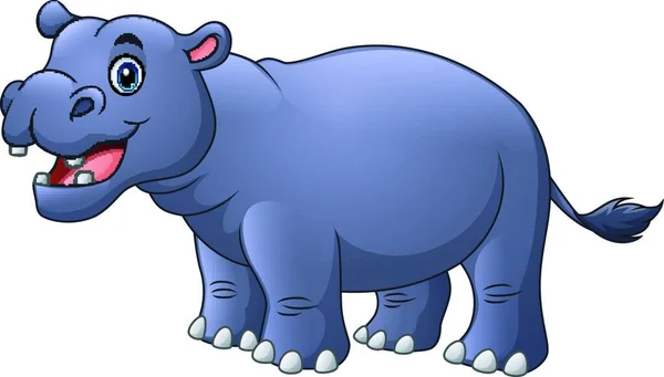 Ilustração Vetorial Desenho Animado Hipopótamo Bonito — Vetor de Stock
