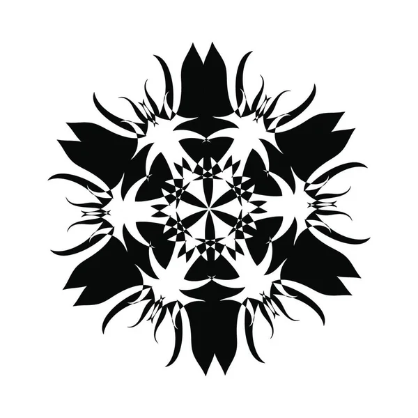 Patrón Abstracto Blanco Negro Con Mandala Ilustración Vectorial — Vector de stock