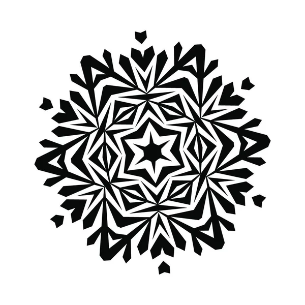 Icona Del Fiocco Neve Illustrazione Bianco Nero — Vettoriale Stock