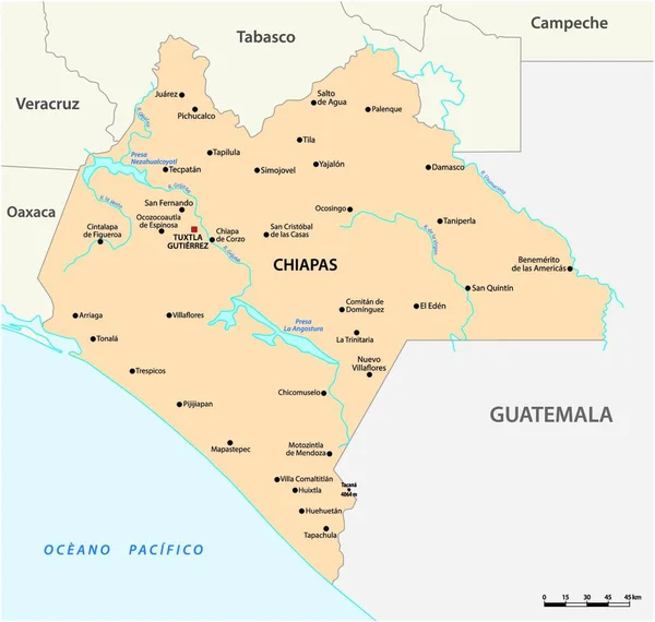 Mapa Vetorial Estado Mexicano Chiapas —  Vetores de Stock