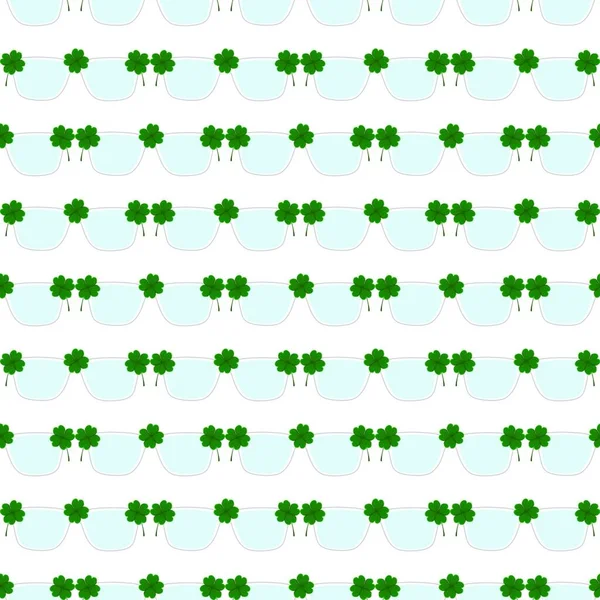 Illustration Zum Thema Irischer Feiertag Patrick Day Nahtlose Brille Muster — Stockvektor