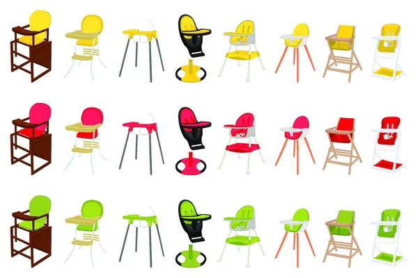 Ilustração Sobre Tema Colorido Cadeira Alta Criança Moderna Para Alimentação — Vetor de Stock