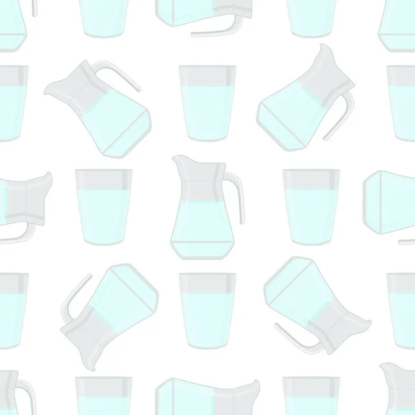 テーマカラーのイラストは 飲料水のための同じタイプのガラスのジャグを設定します コレクションキッチンアクセサリー 有機食品への同じガラスのジャグで構成される水パターン ガラス瓶の中のおいしい水 — ストックベクタ