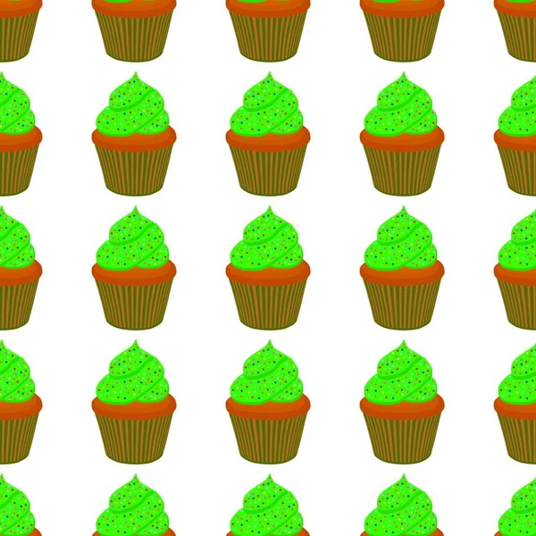 Illustration Theme Irish Holiday Patrick Day Seamless Green Muffins Pattern — Stock Vector