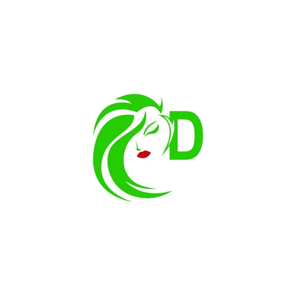 Letra Con Logotipo Cara Mujer Icono Diseño Vectores Ilustración — Vector de stock