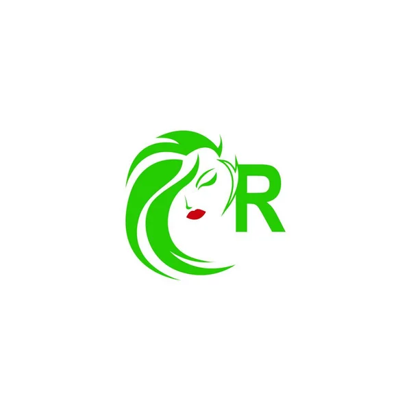 Carta Com Mulher Rosto Logotipo Ícone Design Vetor Ilustração —  Vetores de Stock