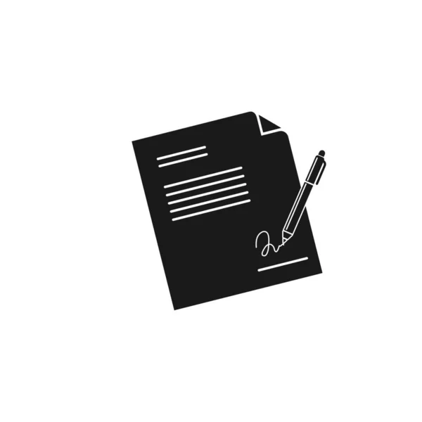 Documento Contrato Assinatura Com Modelo Desenho Ilustração Vetorial Caneta —  Vetores de Stock