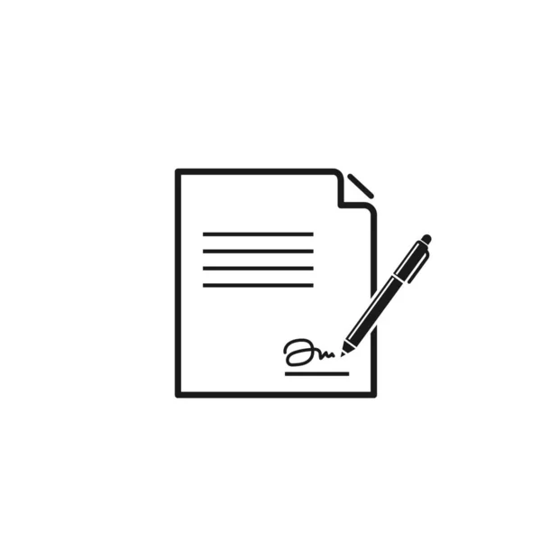 Signature Document Contractuel Avec Stylo Vecteur Illustration Modèle Conception — Image vectorielle