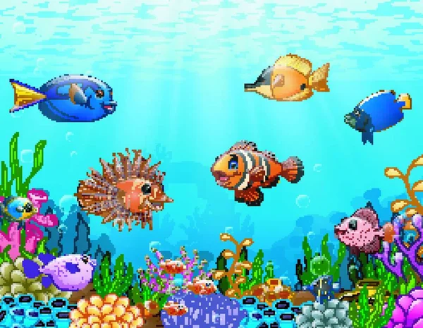 Vektorillustration Von Cartoon Fischen Unter Dem Meer — Stockvektor