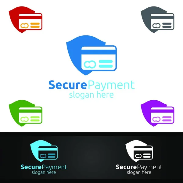 Shield Online Säker Betalning Logo För Security Online Shopping Finansiella — Stock vektor