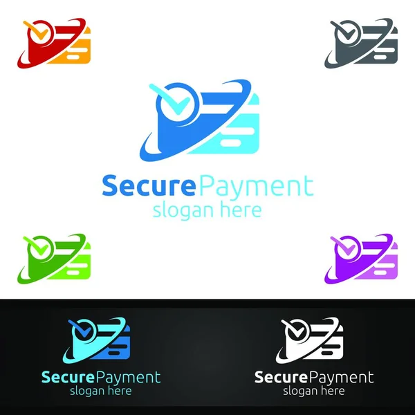 Card Online Secure Payment Logo Security Online Shopping 보내고 모바일 — 스톡 벡터