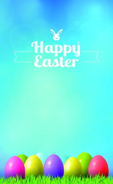 Velikonoční Vajíčka Květiny Modrém Pozadí — Stockový vektor